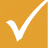 Black tick icon on orange